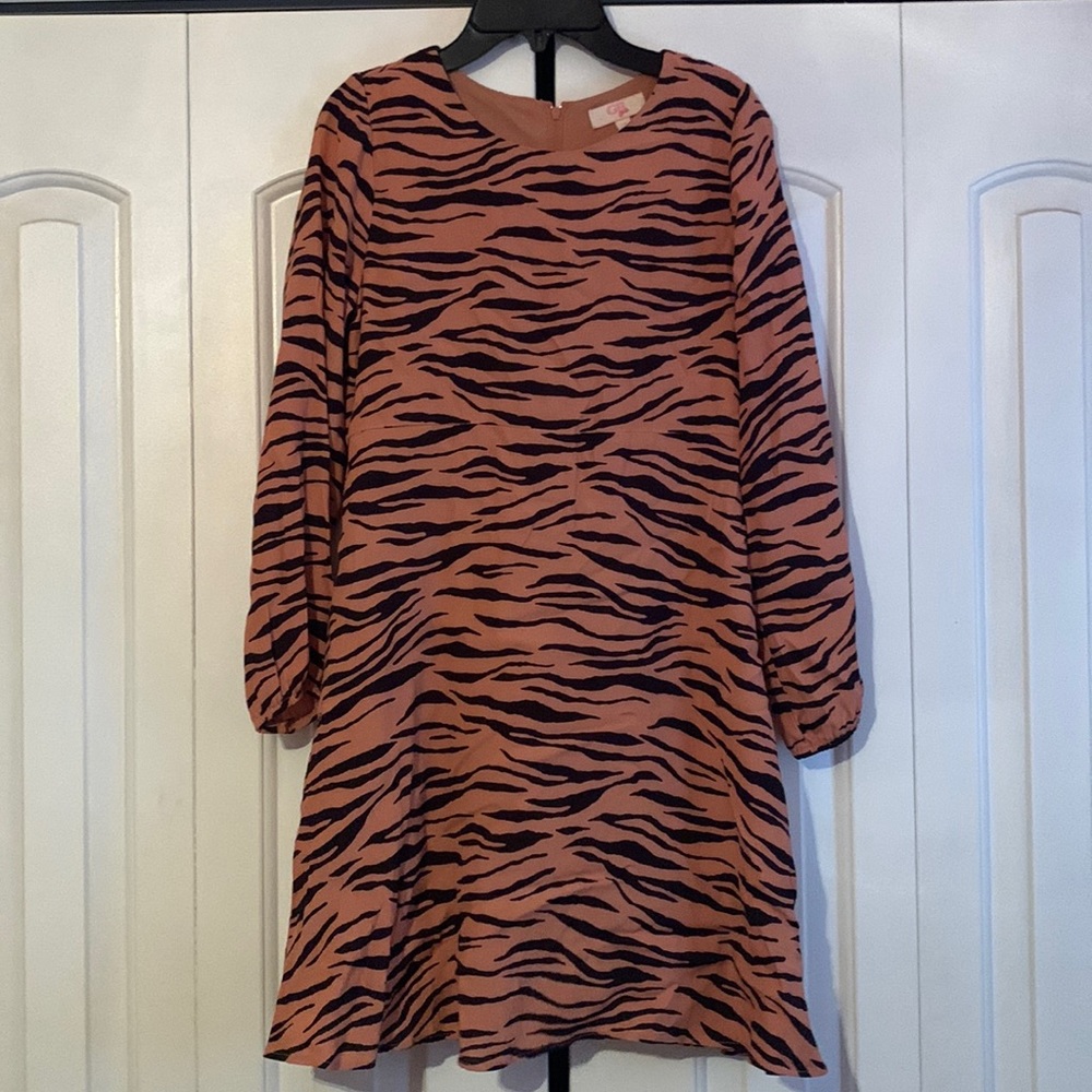 GB Girls Animal Print Long Sleeve Dress